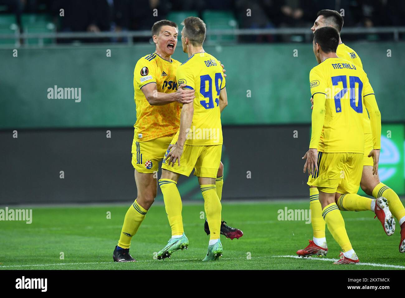 Haris Vuckic of HNK Rijeka controls a ball during the 1st leg of