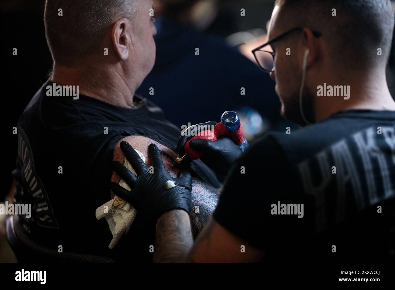A tattoo artist works on a design during the 2021 International Tattoo Expo Convention in Rijeka, Croatia on November 27, 2021. Photo: Nel Pavletic/PIXSELL Stock Photo