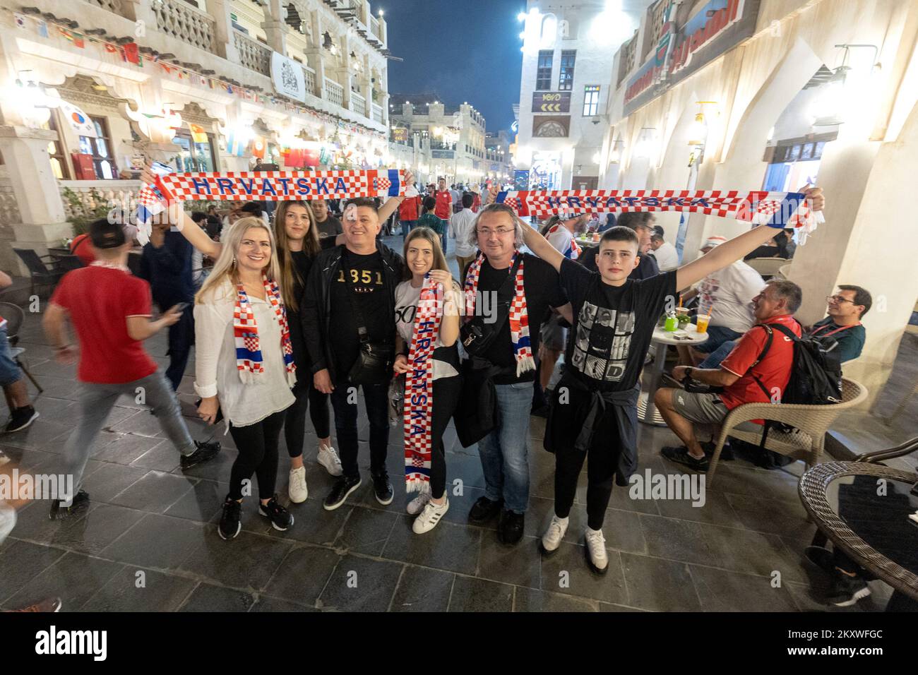 Croatian fans at the old Souq Waqif market before tomorrow's match