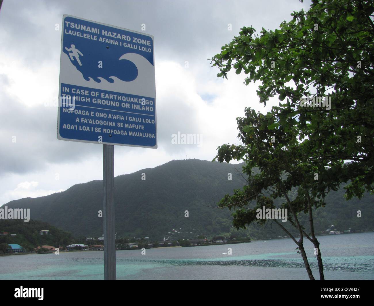 Pago Pago, American Samoa, Sep. 28, 2012   Purchase of emergency signage as part of 'Tsunami Ready' designation. American Samoa Earthquake, Tsunami, and Flooding. Photographs Relating to Disasters and Emergency Management Programs, Activities, and Officials Stock Photo