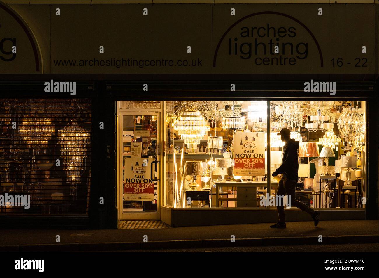 A home lighting shop window display on the Newtownards Road in east