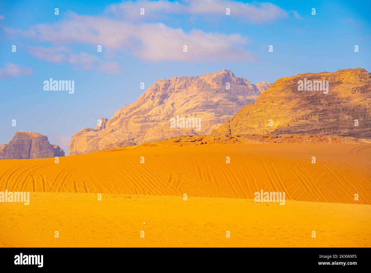 The mountains of wadi Rum Jordan. In the early morning. Stock Photo