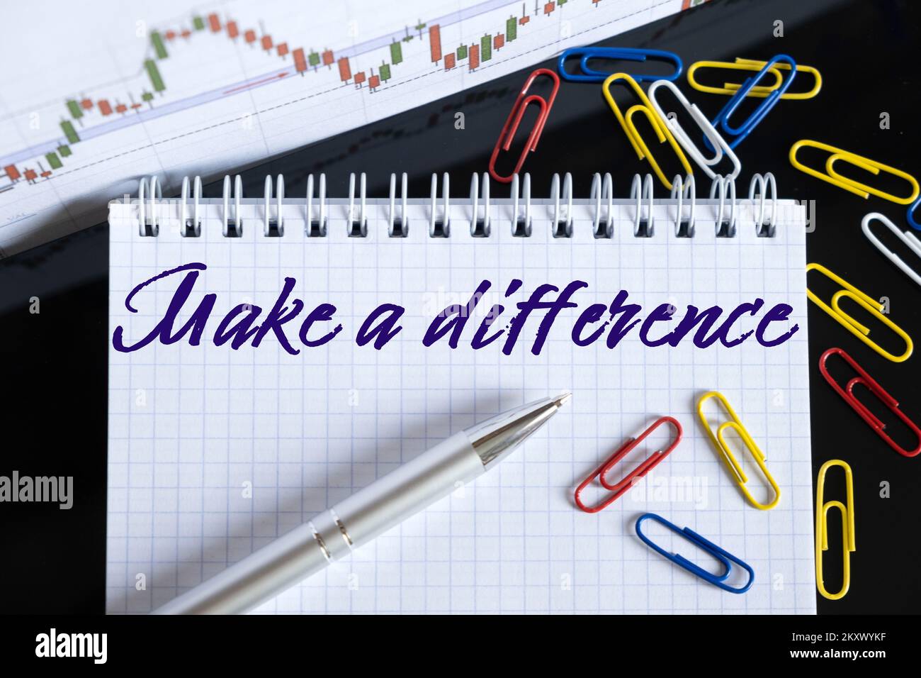 Finance and economics concept. On the desktop are a forex chart, paper
