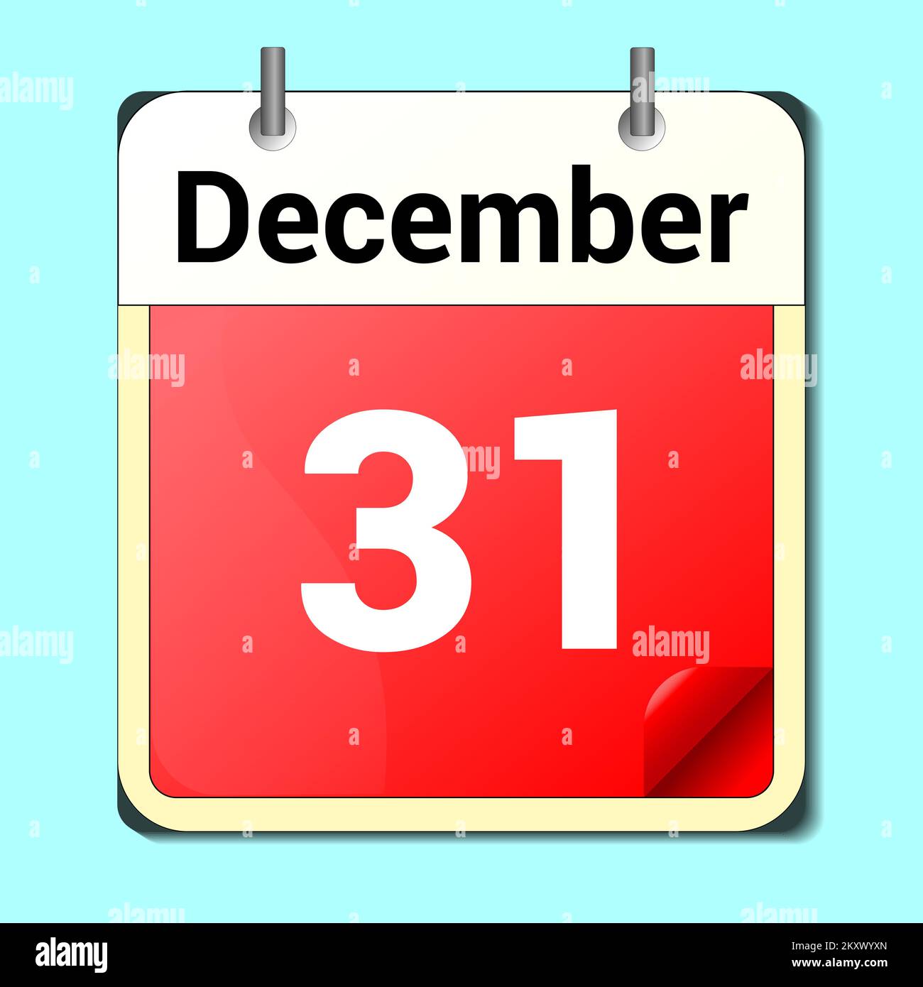day on the calendar, vector image format, December 31 Stock Vector