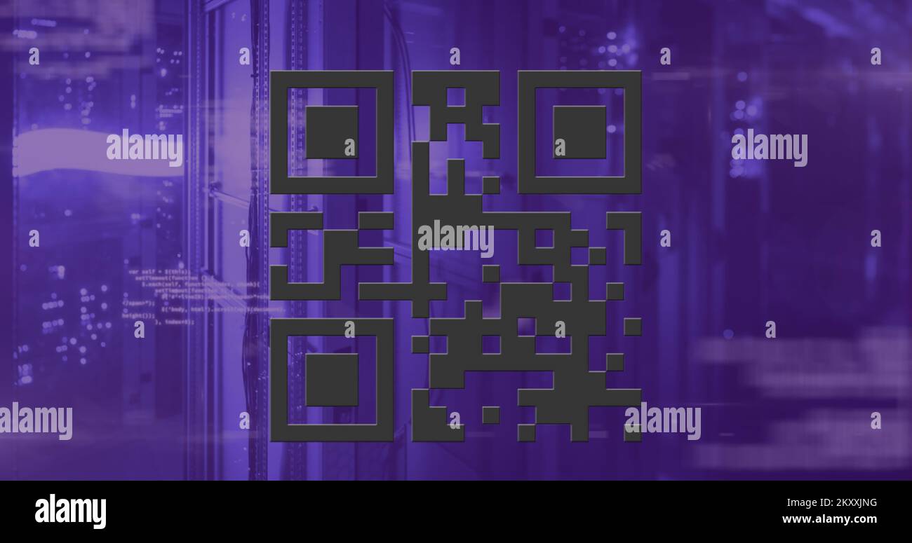 QR code scanner against data processing over computer servers Stock ...