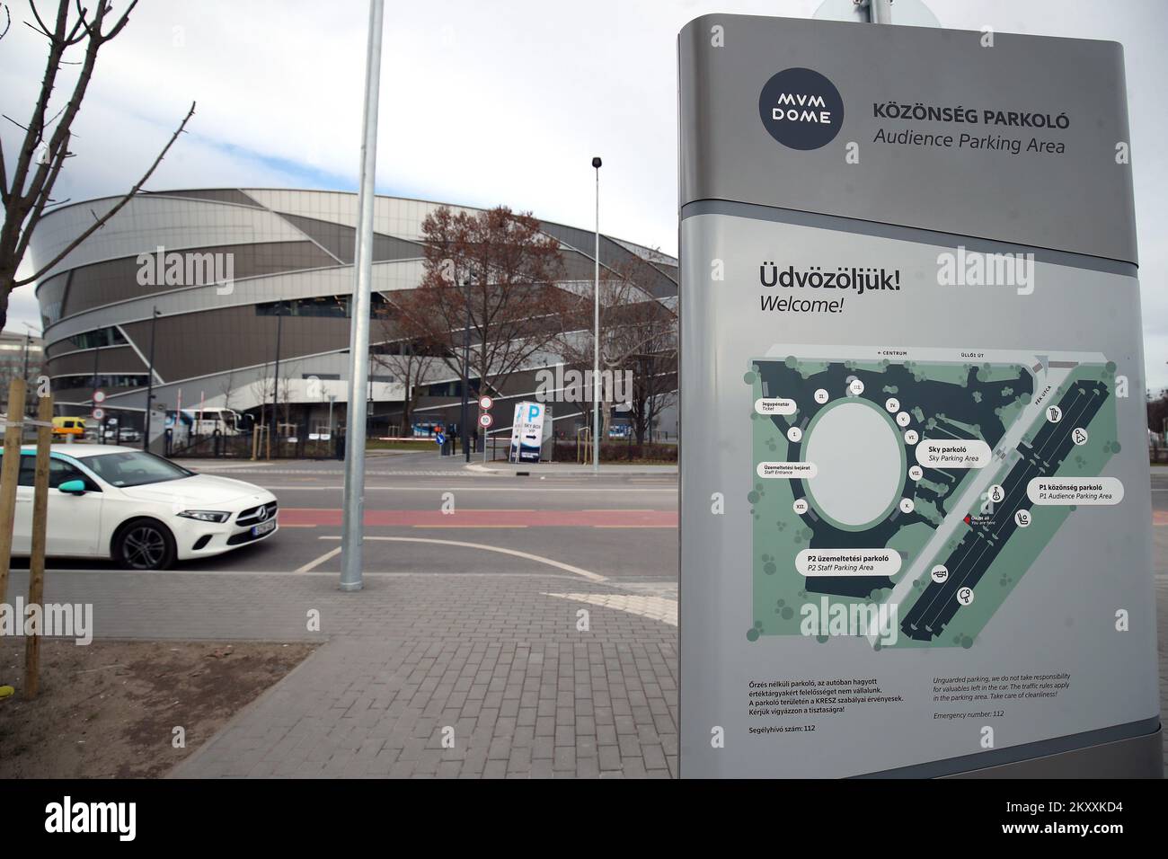 Car in front of MVM Dome arena after handball preparations in Budapest,  Hungary on January 29, 2022. Photo: Sanjin Strukic/PIXSELL Stock Photo -  Alamy