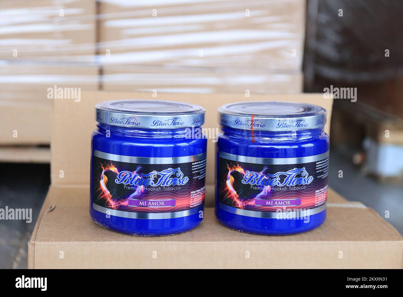 Confiscated tobacco molasses pictured at Border crossing Bajakovo on