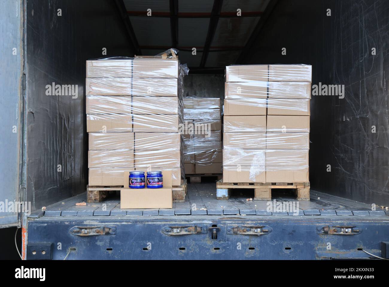 Confiscated tobacco molasses pictured at Border crossing Bajakovo on