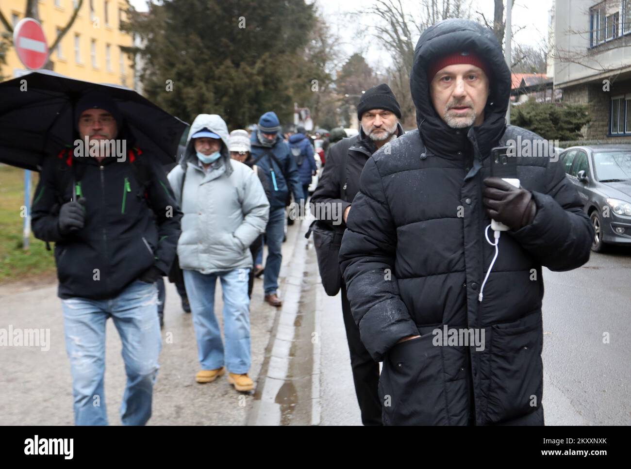 Protest leader Andrija Klaric at a peaceful protest against COVID-19  measures and testing of children organized by the initiative 