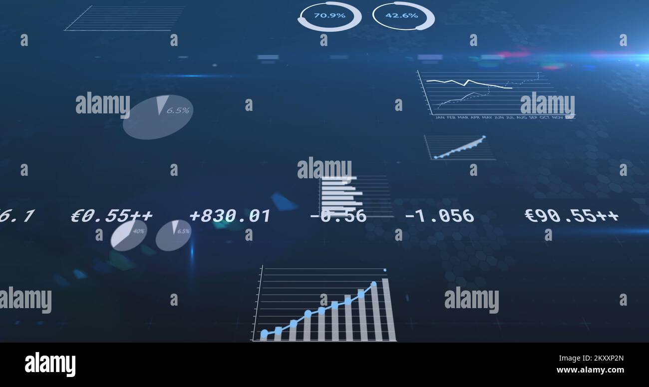 Image of financial data processing, numbers changing and statistics Stock Photo