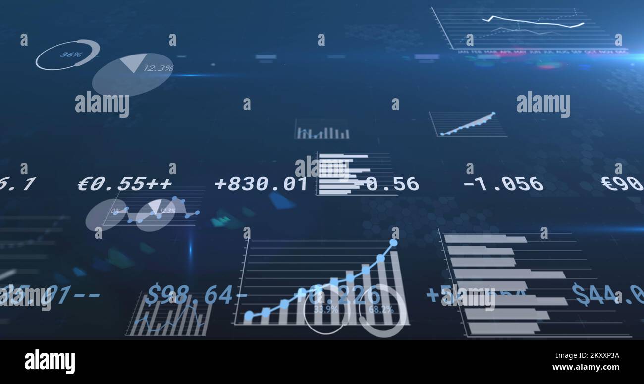 Image of financial data processing, numbers changing and statistics Stock Photo