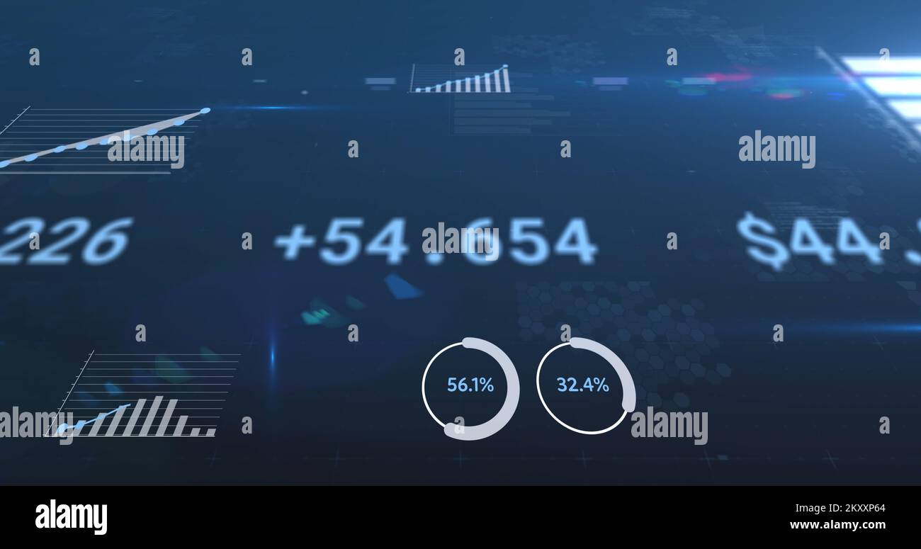 Image of financial data processing, numbers changing and statistics Stock Photo