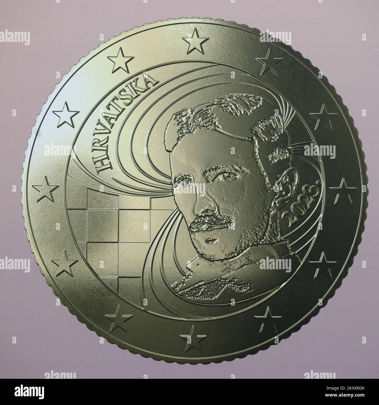 The picture shows the euro and cent coin. The Governor of the Croatian ...