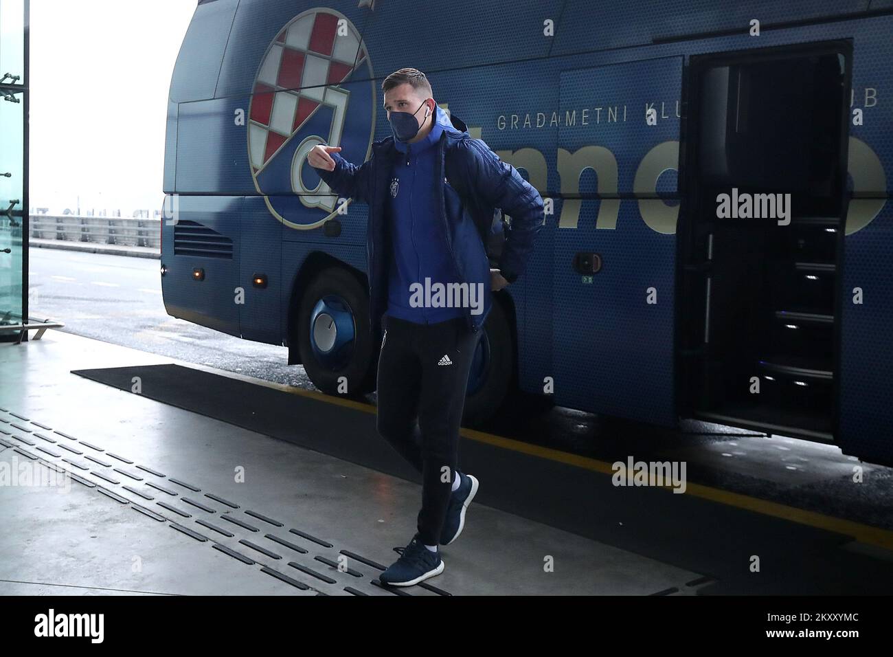 Daniel Stefulj can be seen in front of the Franjo TuÄ‘man Airport before leaving for Seville in Zagreb, Croatia on February 16, 2022. As part of the UEFFA Europa League, Dinamo plays a play off match against Seville. Photo: Goran Stanzl/PIXSELL Stock Photo
