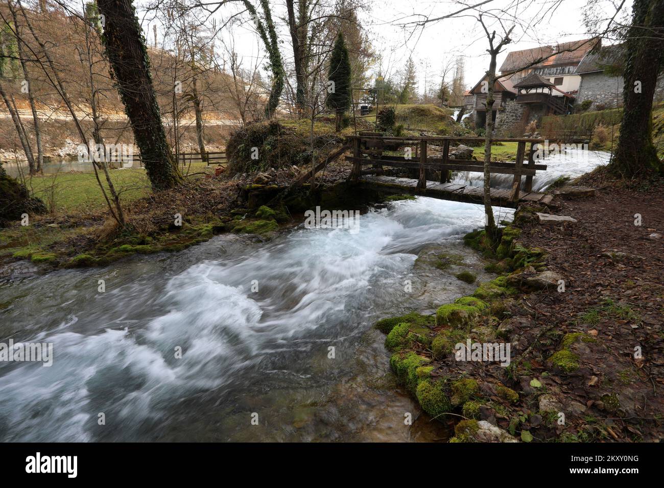 Photo taken on February 17, 2022 shows river Slunjcica in Rastoke
