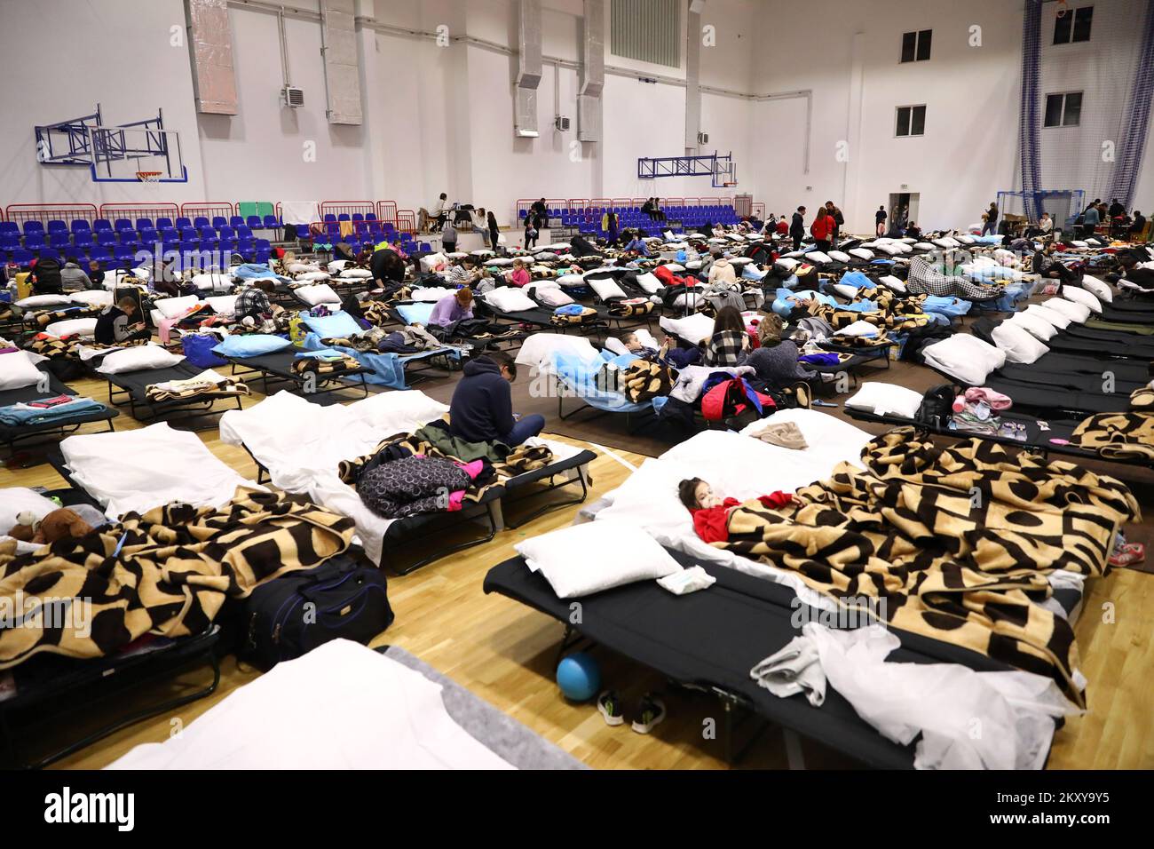 Ukrainian refugees in in Przemysl, Poland on February 28