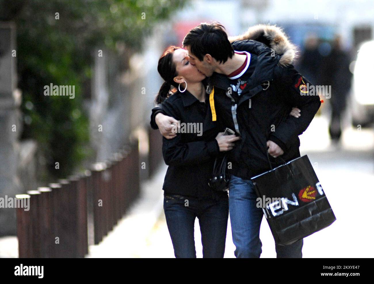 Nikola Kalinic kisses his girlfriend Vanja Stock Photo - Alamy