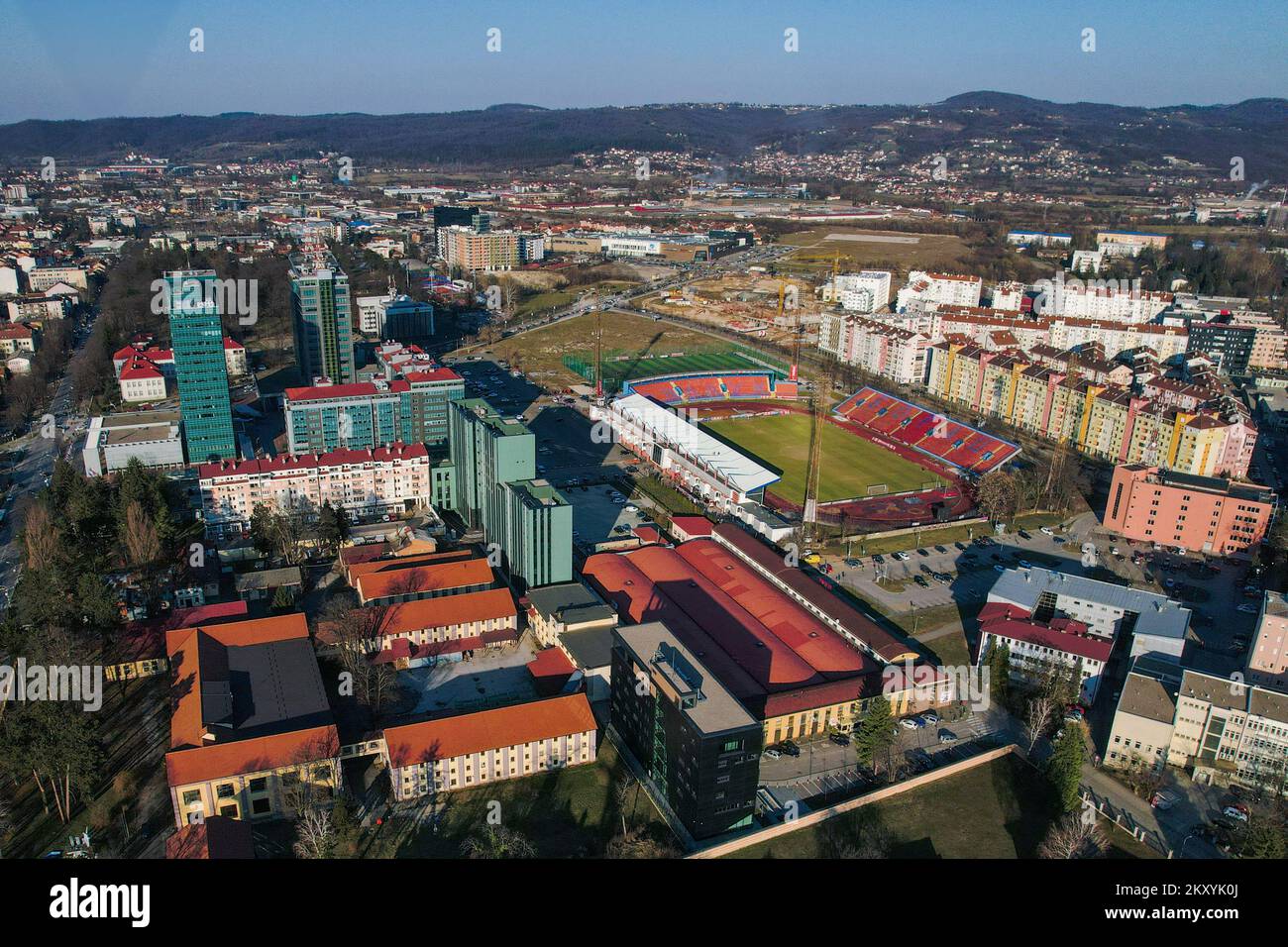 Aerial photo of Banja Luka, Bosnia and Herzegovina, on March 11, 2022