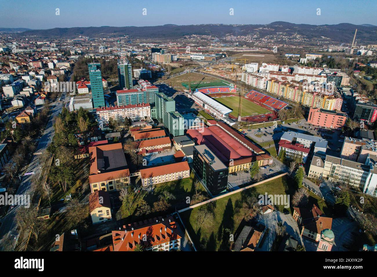 Aerial photo of Banja Luka, Bosnia and Herzegovina, on March 11, 2022