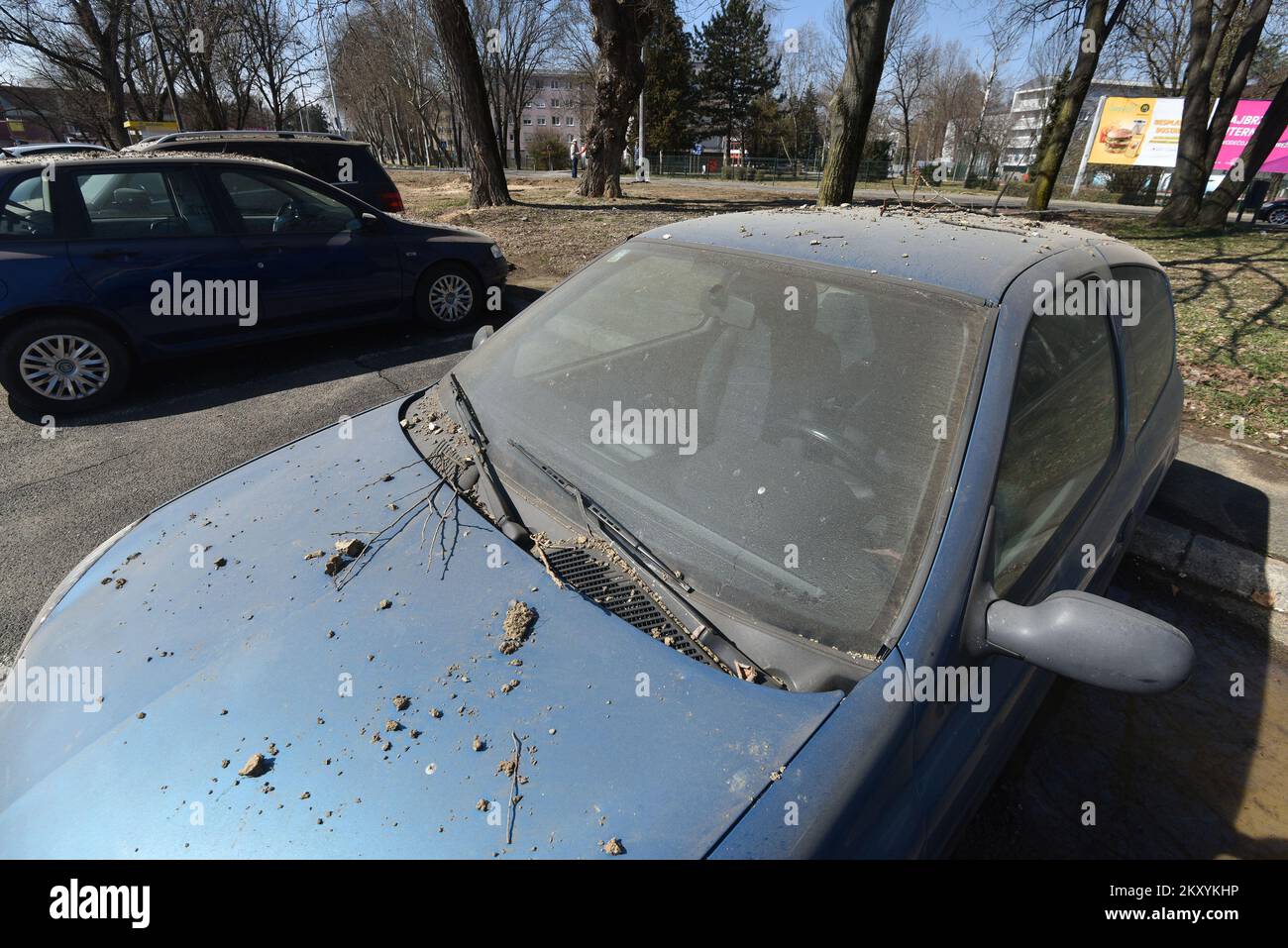 A photo taken on March 14, 2022. shows cars damaged in a drone TU141