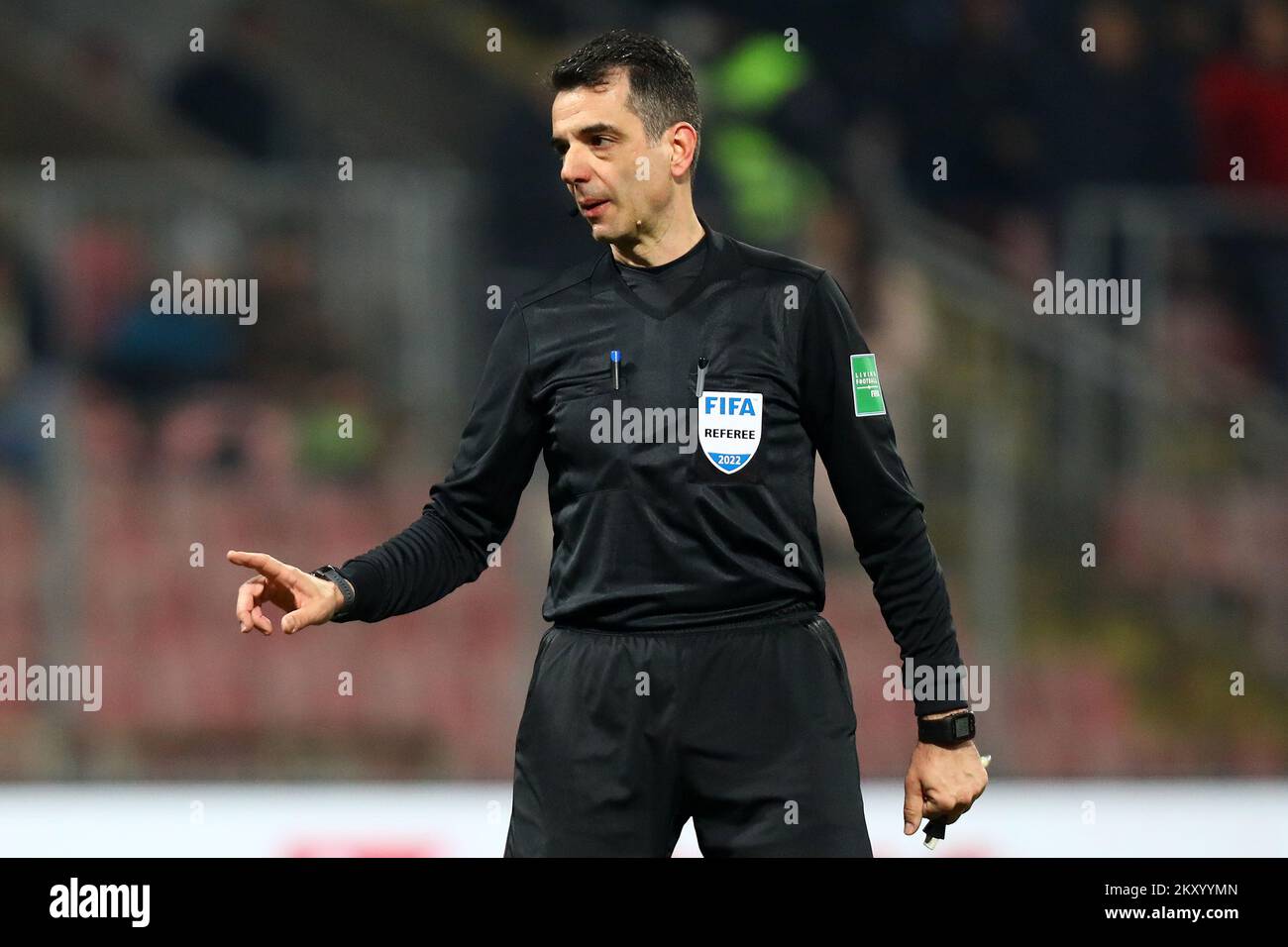 Football referee Aleksandar Stavrev during a friendly football match