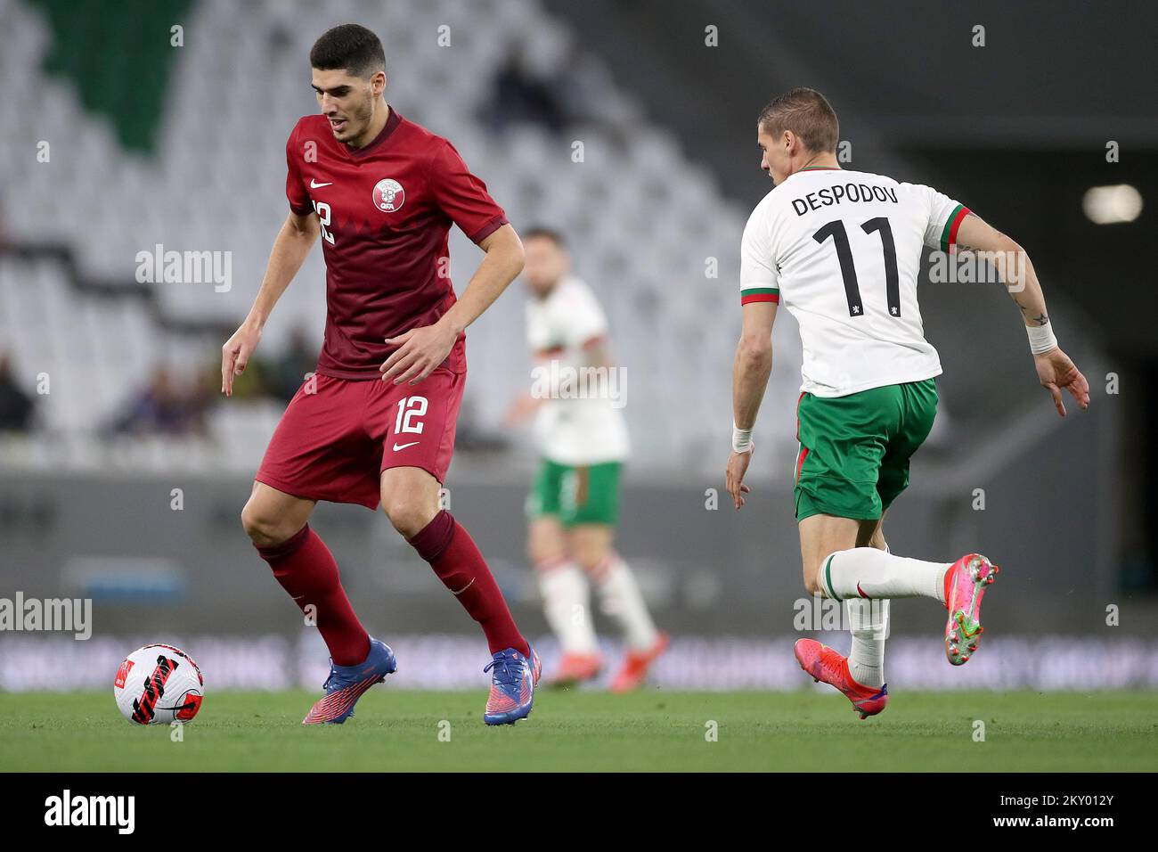 Karim Boudiaf of Qatar in action during the international friendly match between Qatar and Bulgaria at Education City Stadium on March 26, 2022 in Doha, Qatar. Photo: Igor Kralj/PIXSELL Stock Photo
