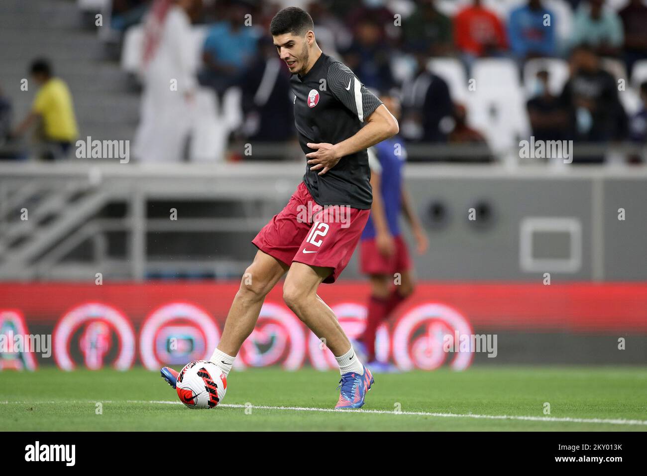 Karim Boudiaf of Qatar warm up prior the international friendly match between Qatar and Bulgaria at Education City Stadium on March 26, 2022 in Doha, Qatar. Photo: Igor Kralj/PIXSELL Stock Photo