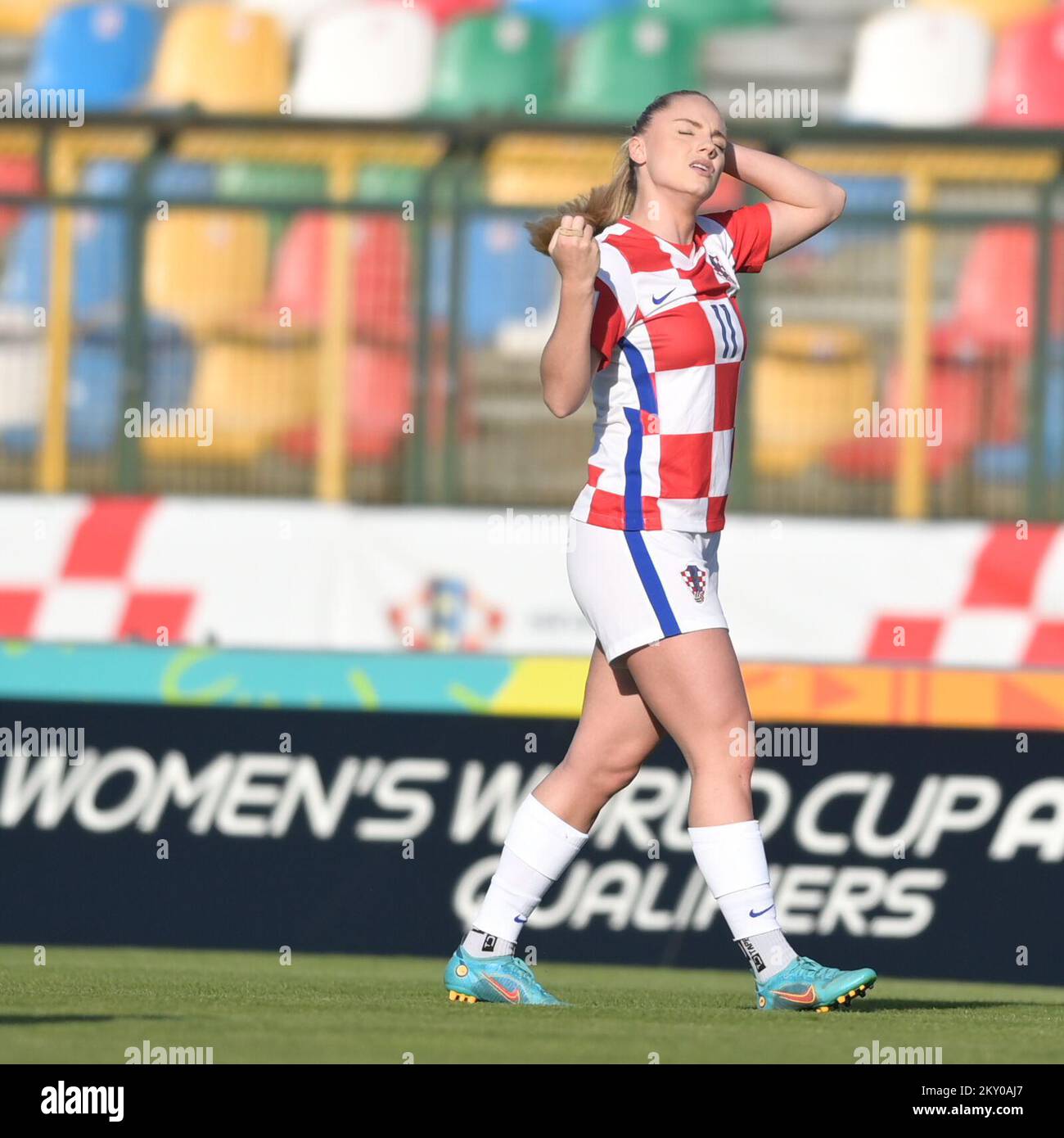 Ana Maria Markovic during the match in Velika Gorica near Zagreb, Croatia  on April 12, 2022. The match of the Croatian women's A national team  against Romania as part of the qualifications