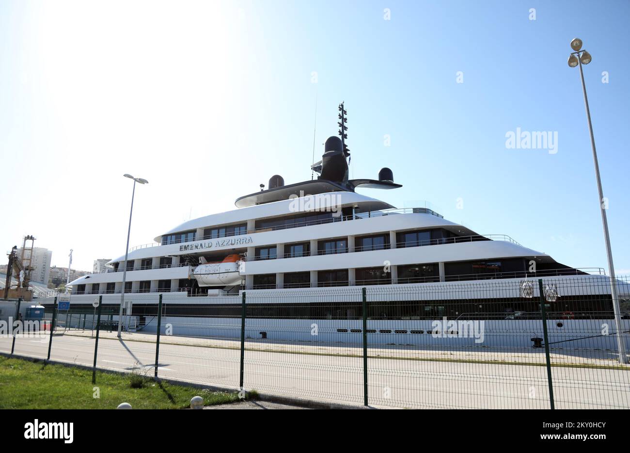 Modern Luxury Yacht Emerald Azzura is seen at Sea Port Sibenik on April