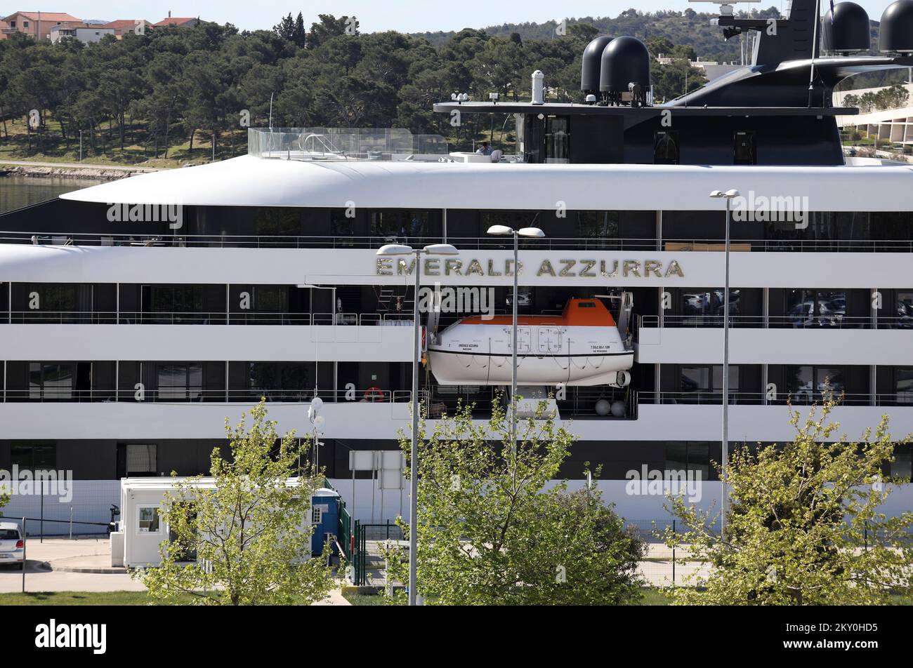 Modern Luxury Yacht Emerald Azzura is seen at Sea Port Sibenik on April
