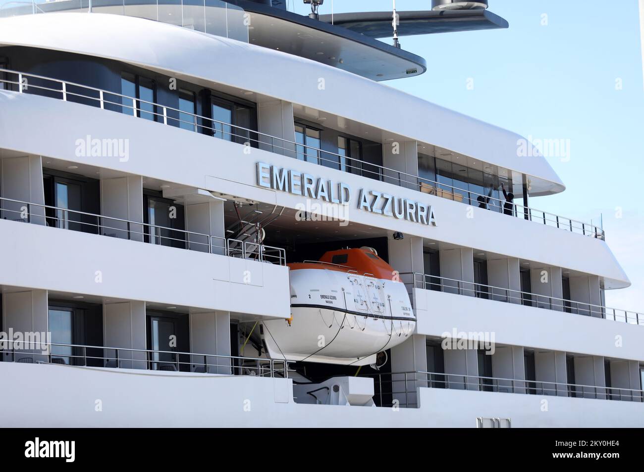 Modern Luxury Yacht Emerald Azzura is seen at Sea Port Sibenik on April