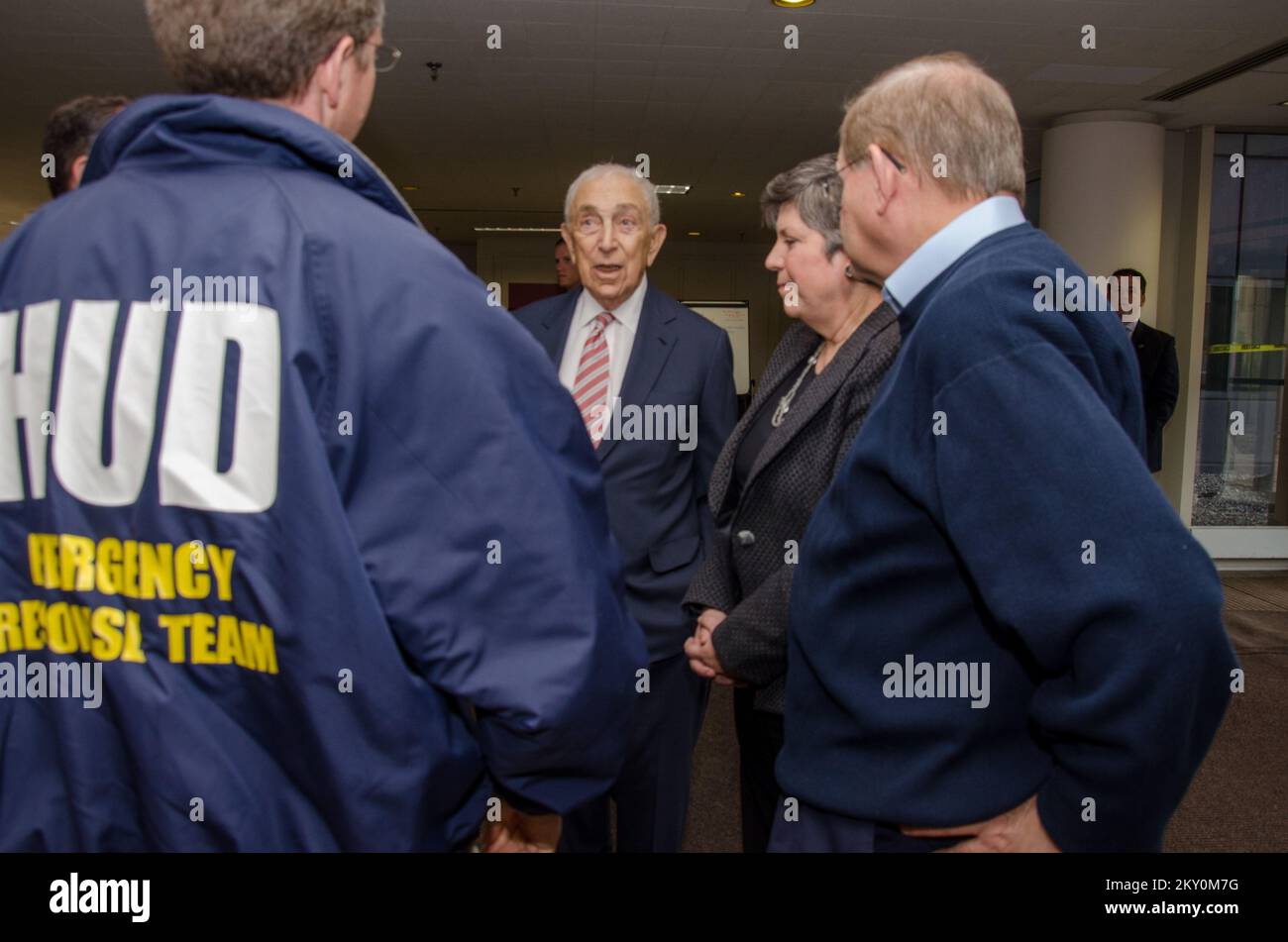 VIP Visit. New Jersey Hurricane Sandy. Photographs Relating to Disasters and Emergency Management Programs, Activities, and Officials Stock Photo