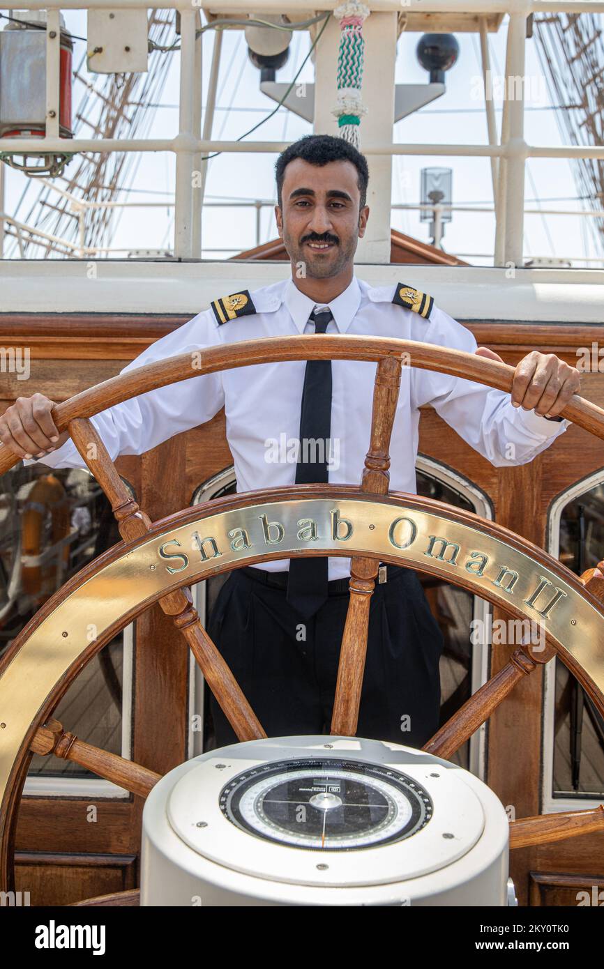 The school ship of the Royal Navy Shabab Oman II sailed into the Port of Gruz this morning in Dubrovnik, Croatia on May 5, 2022. Photo: Grgo Jelavic/PIXSELL Stock Photo