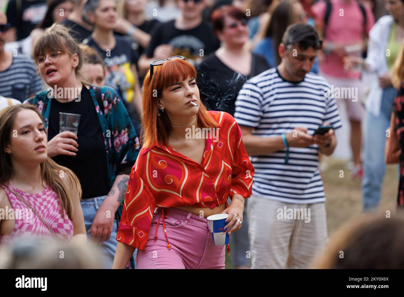 Visitors enjoy TBF band performance at Future Scope Festival at Jarun