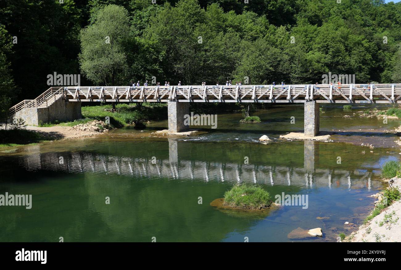 Photo taken on May 19, 2022 shows river Slunjcica in Rastoke village
