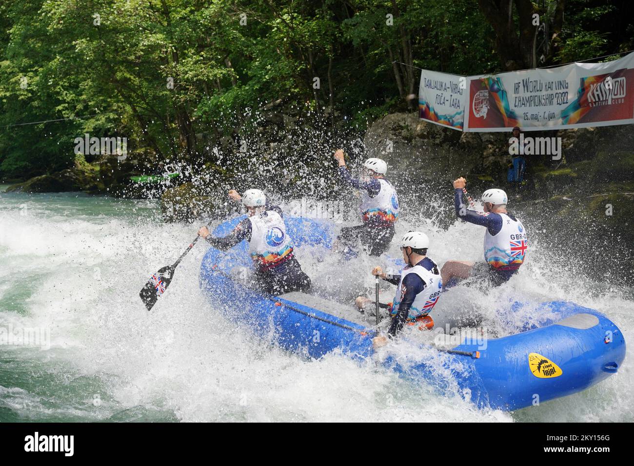 Luka Rafting Teams compete during a 2022 World Rafting Championships at River Vrbas ...