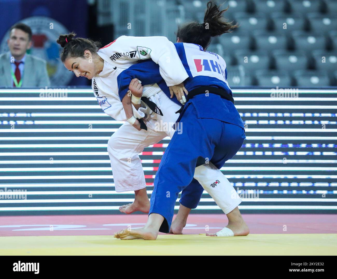 Barbara Matic of Croatia in the fight against Miriam Butkereit of Germany in the category of women up to 70kg during the IJF World Tour Zagreb Grand Prix, held at the Zagreb Arena, in Zagreb, Croatia, on July 16, 2022. Photo: Zeljko Hladika/PIXSELL Stock Photo