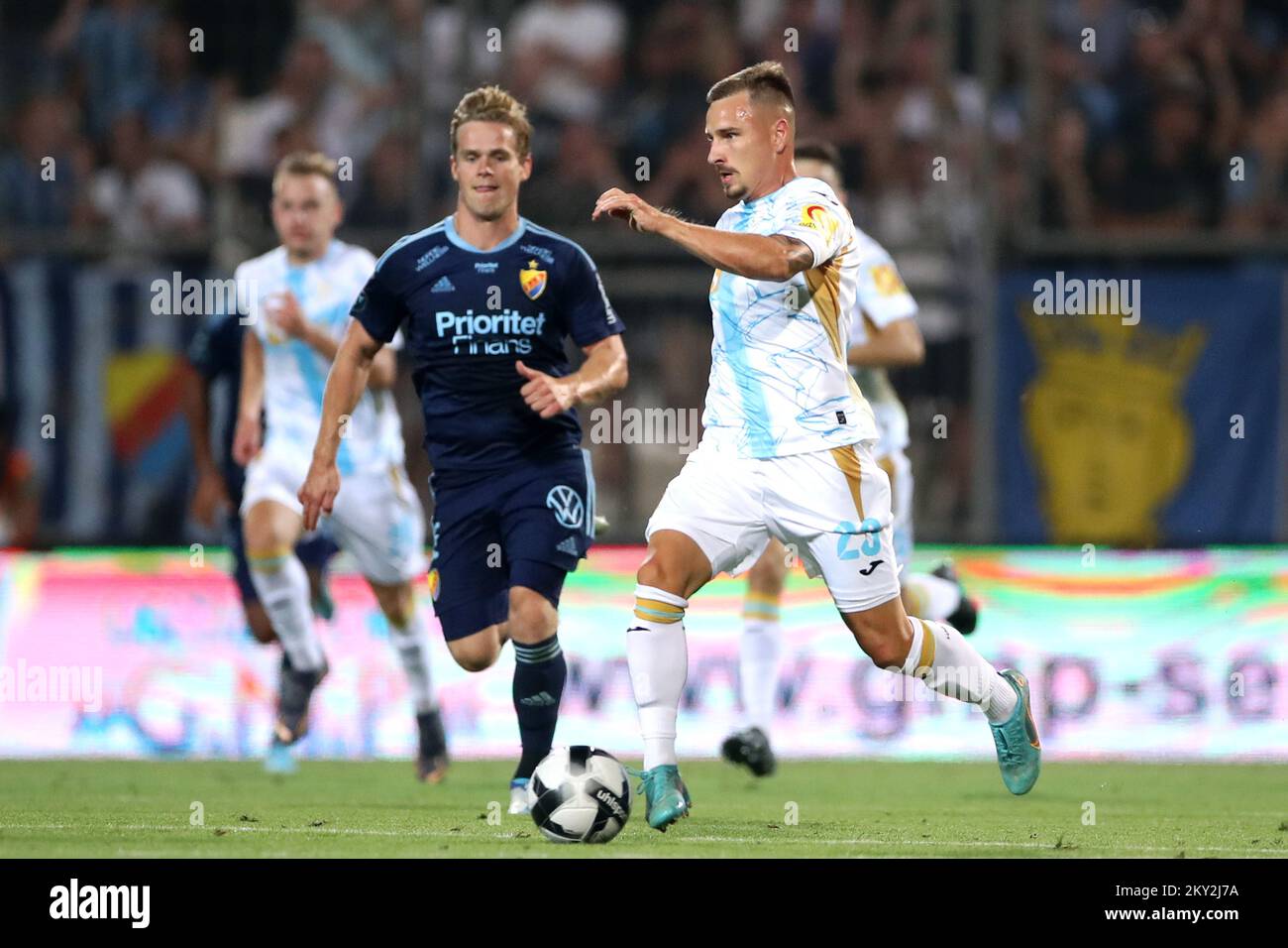 Haris Vuckic of HNK Rijeka controls a ball during the 1st leg of