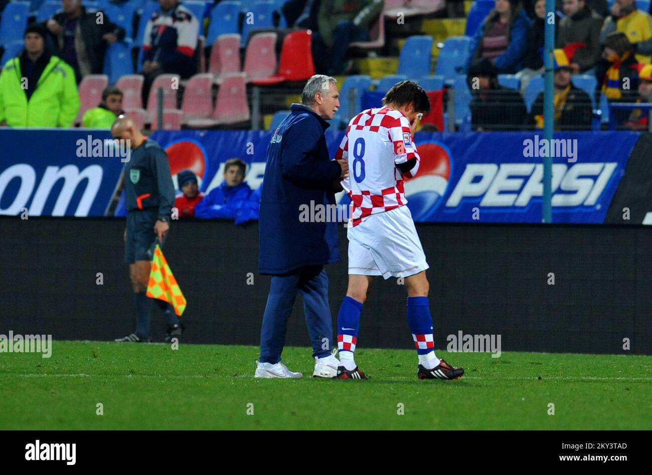 Croatia 's Ognjen Vukojevic walks off the pitch after sustaining an injury Stock Photo