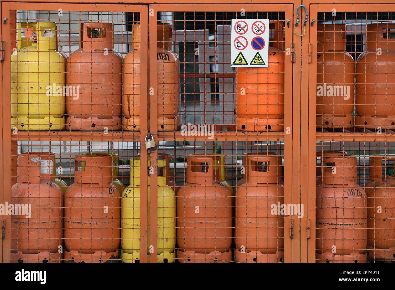 The gas cylinders are seen in Sibenik, Croatia on September 12, 2022
