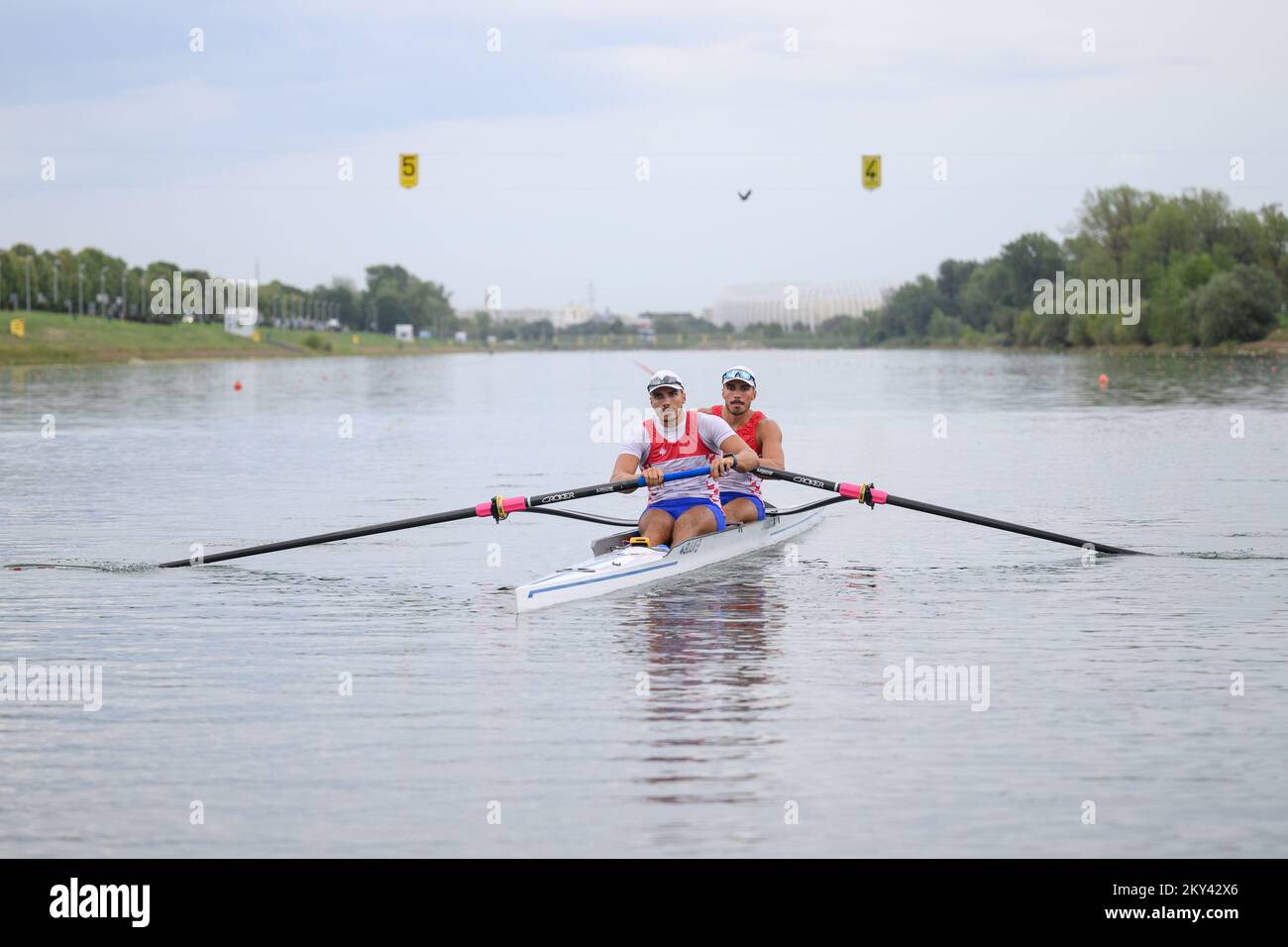 Croatian rowers Patrik Loncaric and Anton Loncaric during Media day at Jarun Lake before departure on World rowing Championships, in Zagreb, Croatia, on September 15, 2022.The 2022 World rowing Championships will take place 18-25 September, 2022 in Racice, Czech Republic. Photo: Davor Puklavec/PIXSELL  Stock Photo