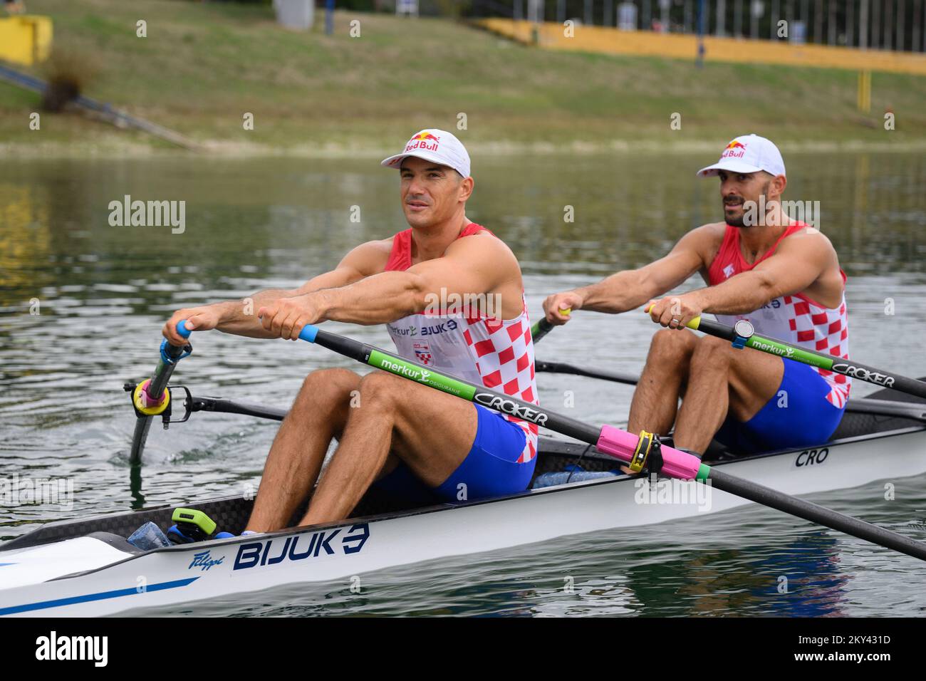 Croatian rowers Martin and Valent Sinkovic during Media day at Jarun Lake before departure on World rowing Championships, in Zagreb, Croatia, on September 15, 2022.The 2022 World rowing Championships will take place 18-25 September, 2022 in Racice, Czech Republic. Photo: Davor Puklavec/PIXSELL  Stock Photo