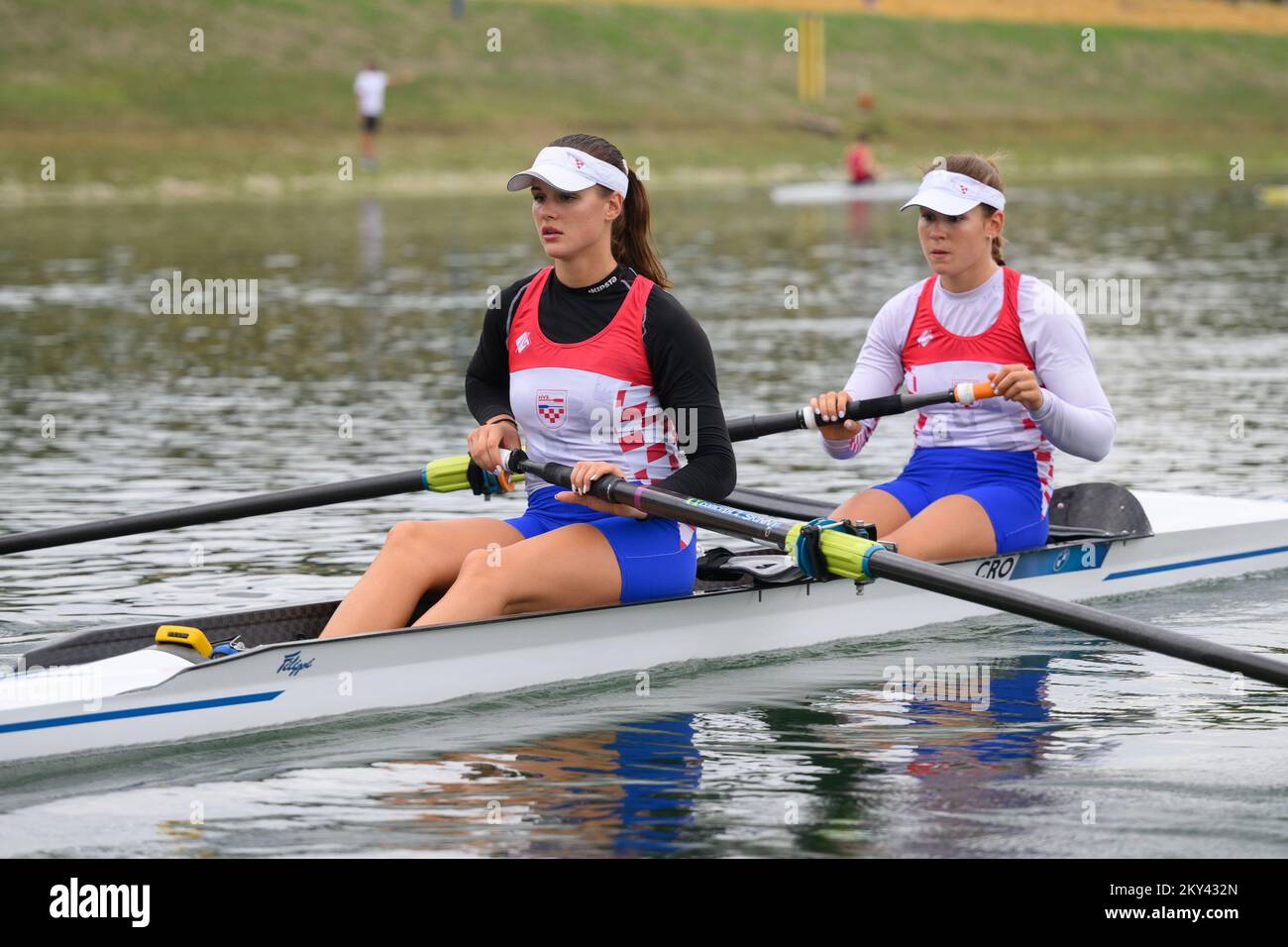 Croatian rowers Ivana and Josipa Jurkovic during Media day at Jarun Lake before departure on World rowing Championships, in Zagreb, Croatia, on September 15, 2022.The 2022 World rowing Championships will take place 18-25 September, 2022 in Racice, Czech Republic. Photo: Davor Puklavec/PIXSELL  Stock Photo