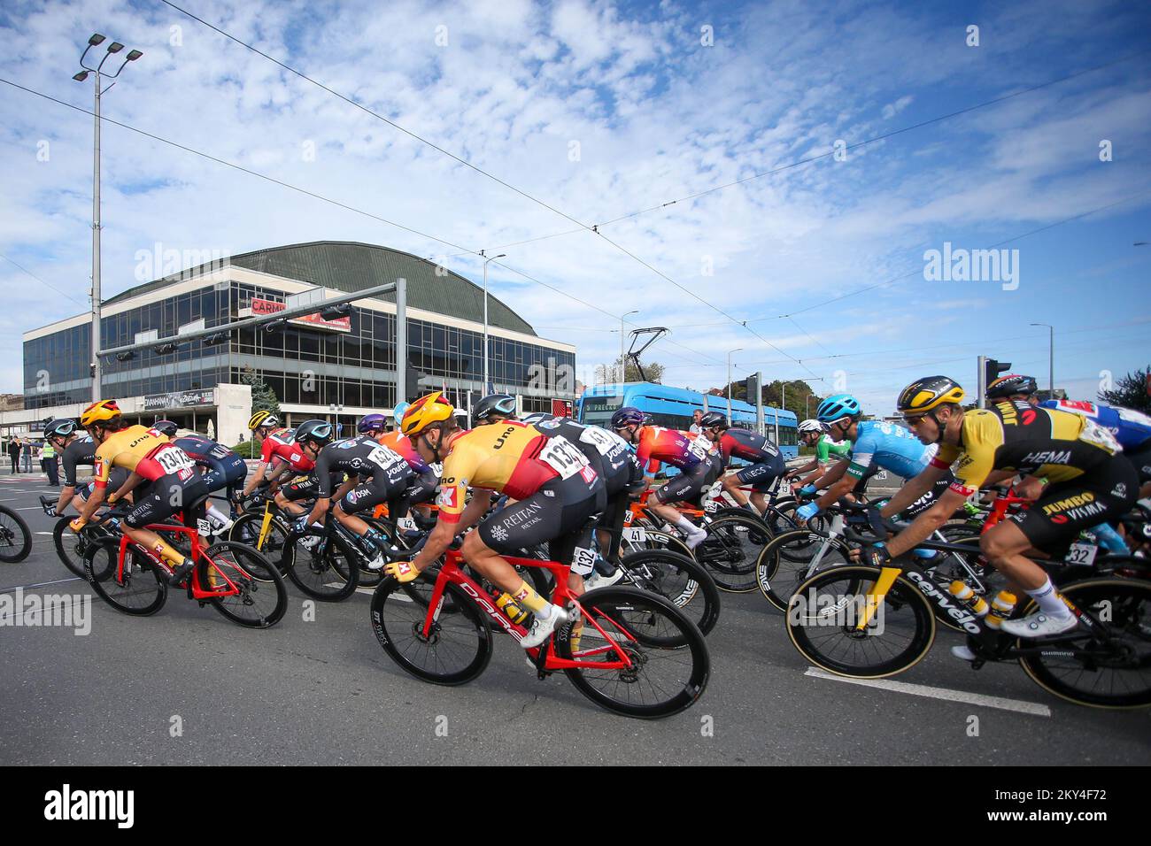 ZAGREB, CROATIA - OCTOBER 02: Torstein Traeen and Fredrik Dversnes of Norway and Team Uno-X Pro Cycling during the 7th CRO race 2022 - stage 6 from Sveta Nedelja to Zagreb on October 2, 2022 in Zagreb, Croatia. Photo: Matija Habljak/PIXSELL Stock Photo