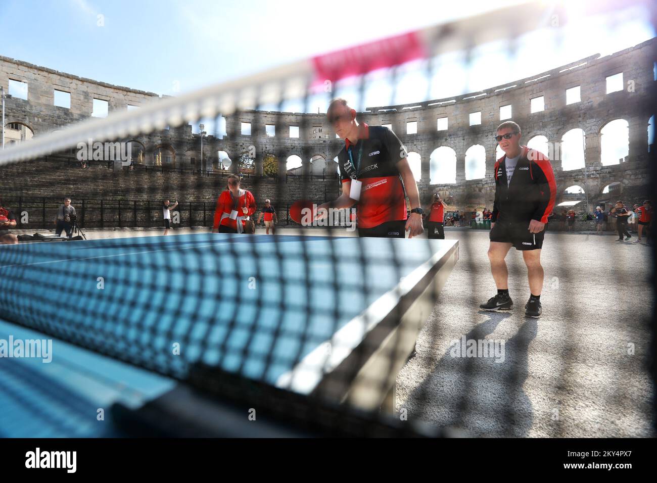 Opening of the 2022 ITTF Parkinson's World Table Tennis Championships in Pula Arena, in Pula, Croatia, on October 12, 2022. This competition is open to all athletes with Parkinson's disease, a brain disorder that affects the nervous system that makes the individual shake and suffer from stiffness which usually gets worse with age.Championship will be held from October 12 to 16. Photo: Sanjin Strukic/PIXSELL  Stock Photo