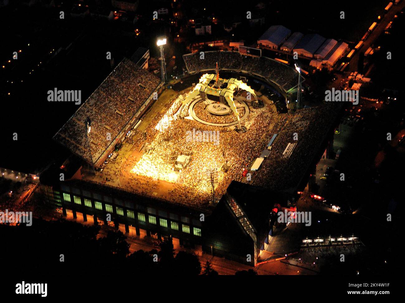 EXCLUSIVE: An ariel view of the Maksimir Stadium just before the U2 concert Stock Photo