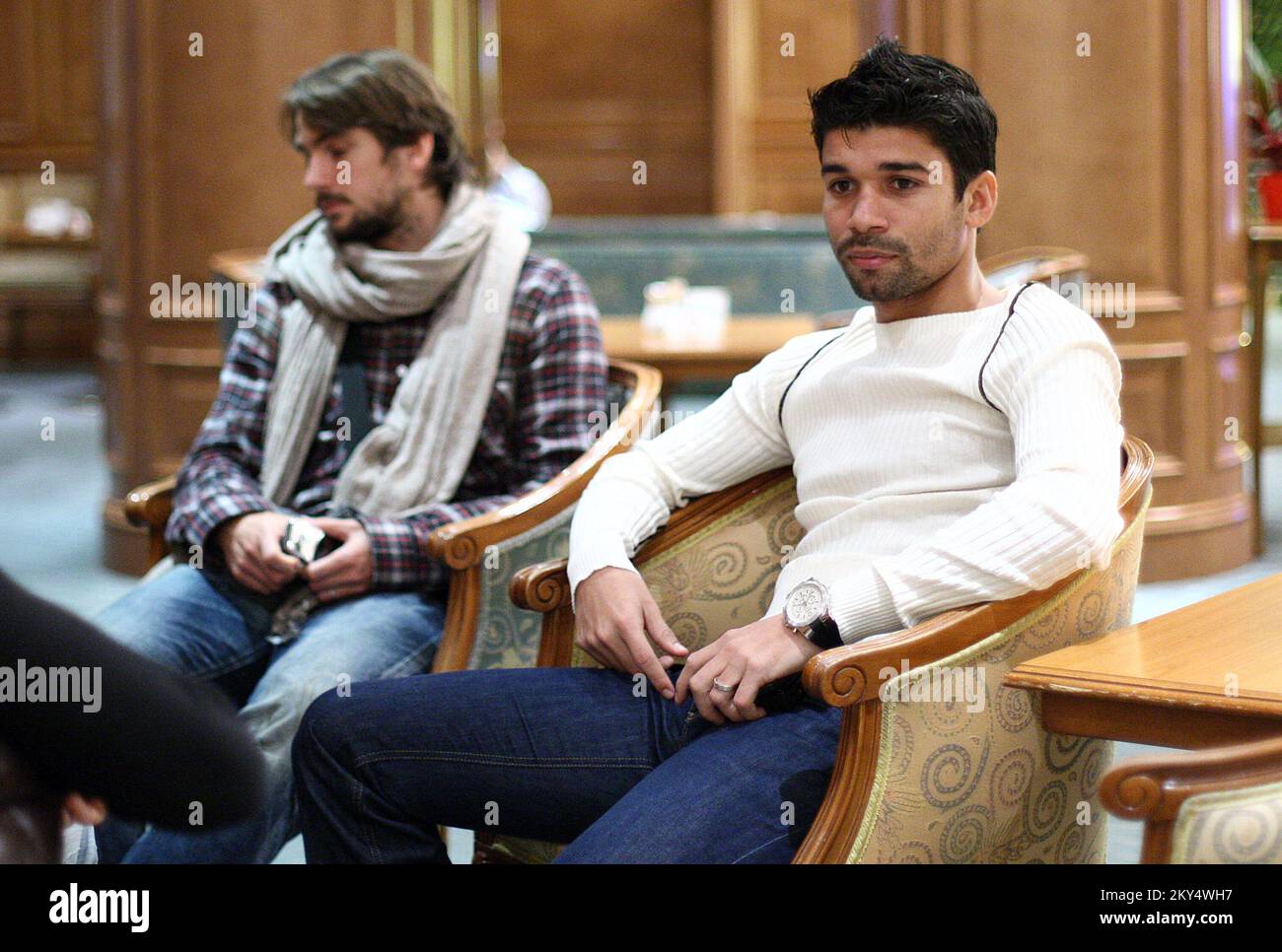 Croatia's Niko Kranjcar and Eduardo da Silva at the team hotel in Zagreb Stock Photo