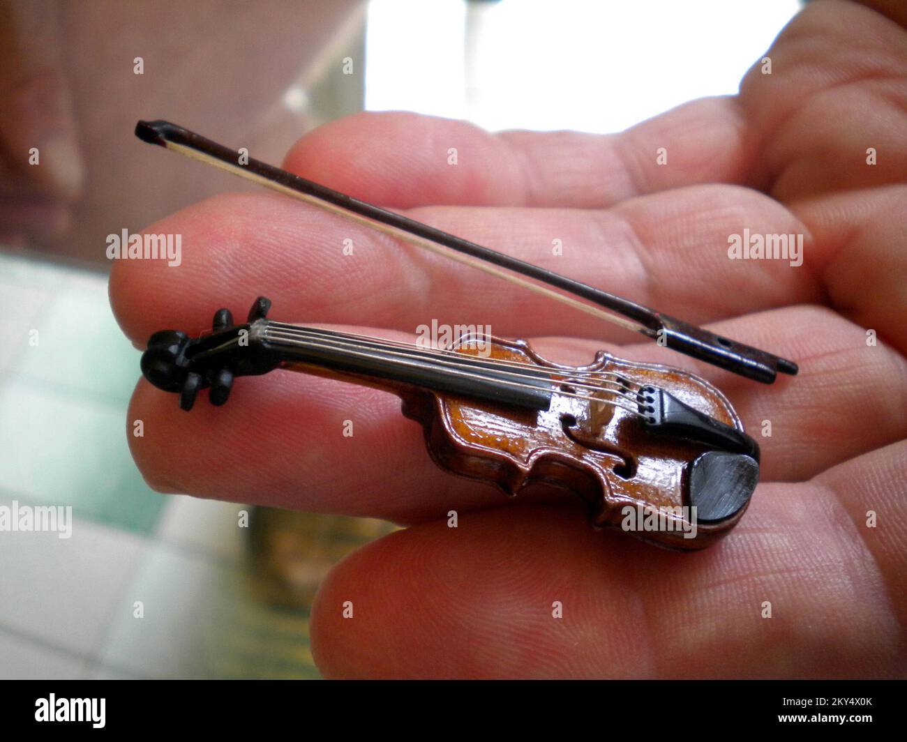 Inventor Vladimir Kulic from Borovo has made the smallest violin in the  world. To create the violin he used cikakatimber from Bali and string made  from Indian horsehair from Bolivia. Its length