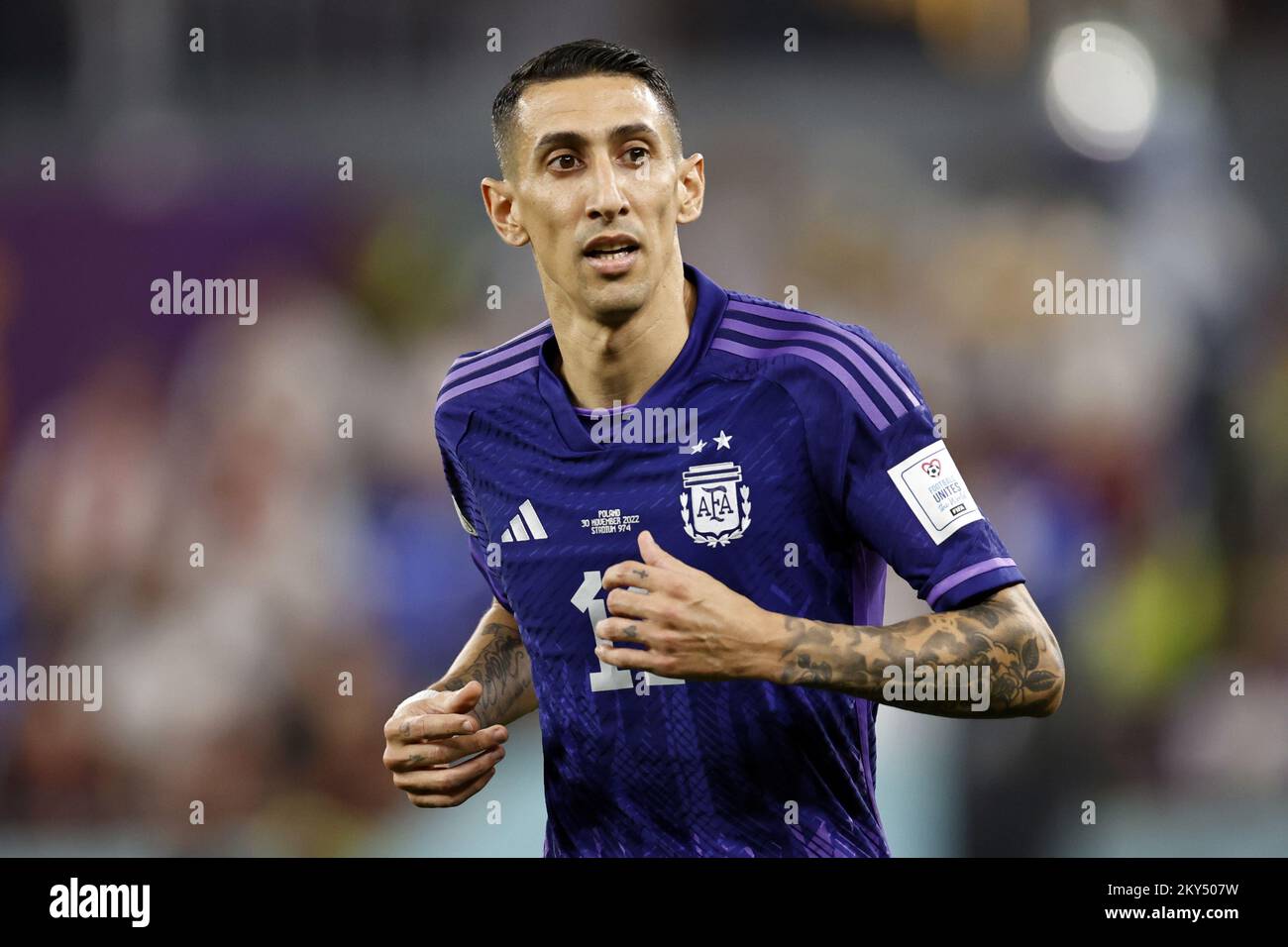 Doha, Qatar. 30th Nov, 2022. DOHA - Angel Di Maria of Argentina during the FIFA World Cup Qatar 2022 group C match between Poland and Argentina at 974 Stadium on November 30, 2022 in Doha, Qatar. AP | Dutch Height | MAURICE OF STONE Credit: ANP/Alamy Live News Stock Photo