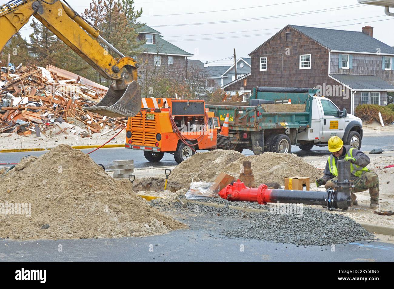 New Fire Hydrants Installed in Mantoloking. New Jersey Hurricane Sandy